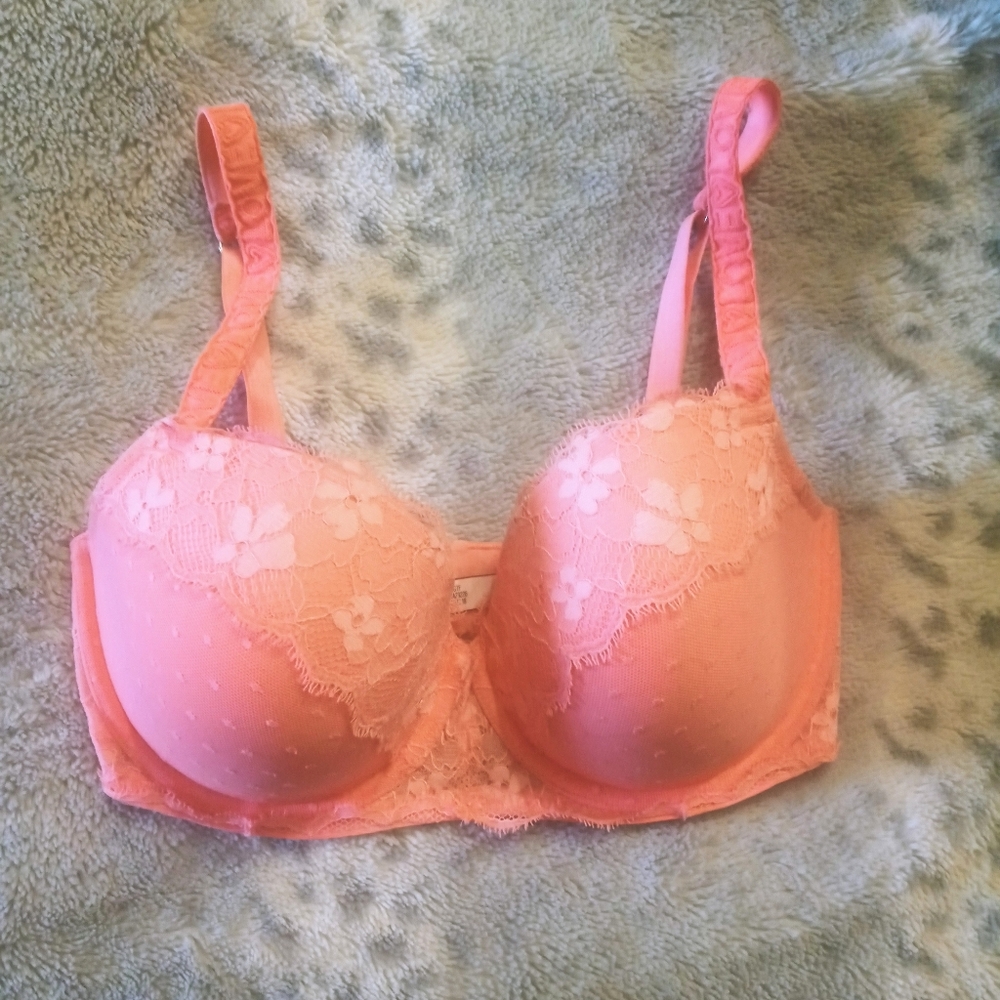 Victorias secret pink lace push up padded bra